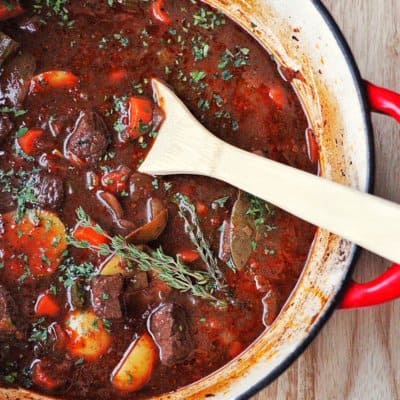 Beef Stew in a dutch oven