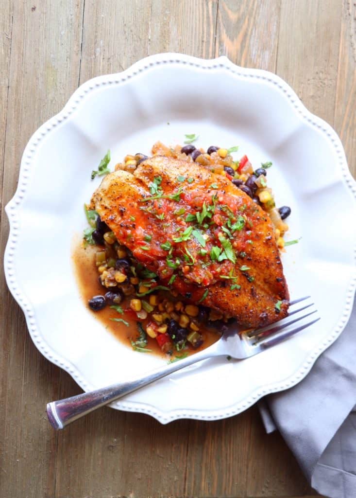 Flounder with Charred Salsa