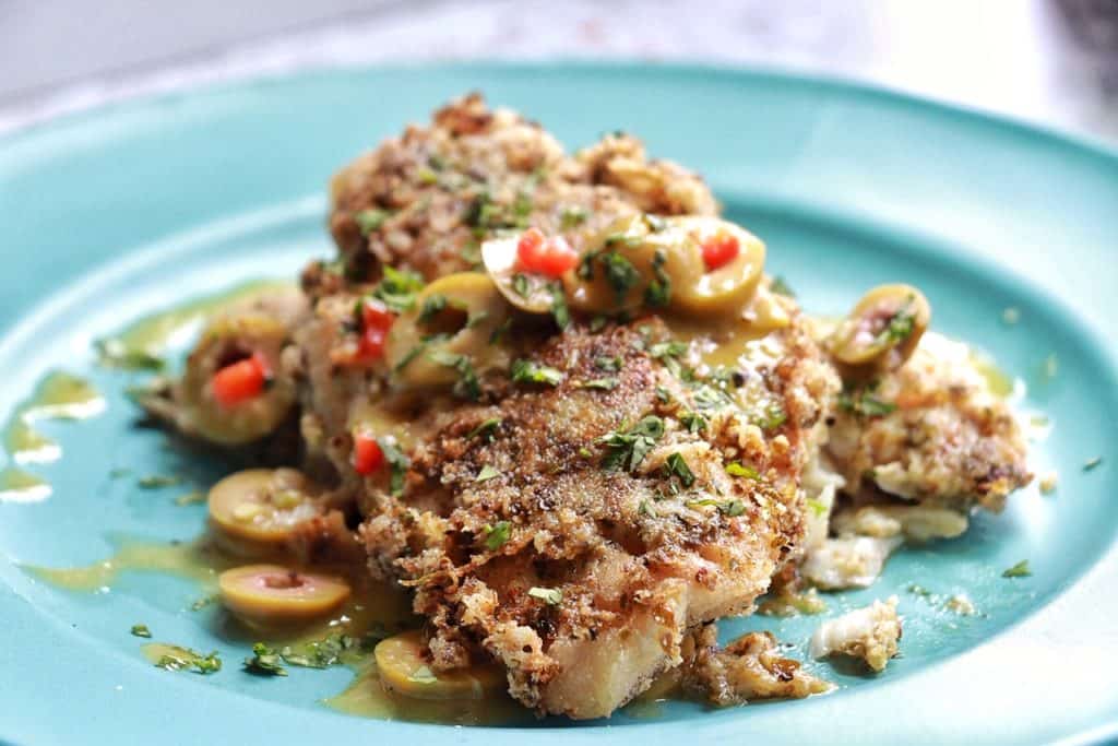 Fried Fish with Chile Olive Vinaigrette