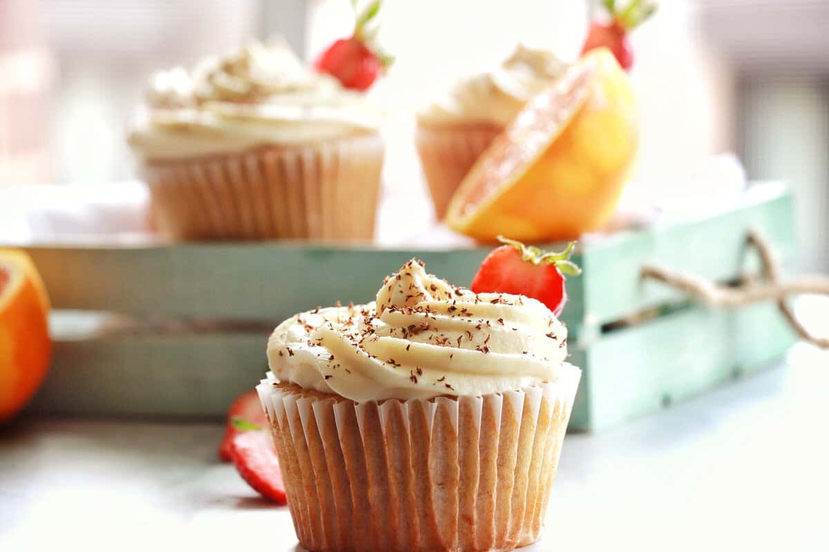 Orange-Strawberry Cupcakes with Mascarpone Icing