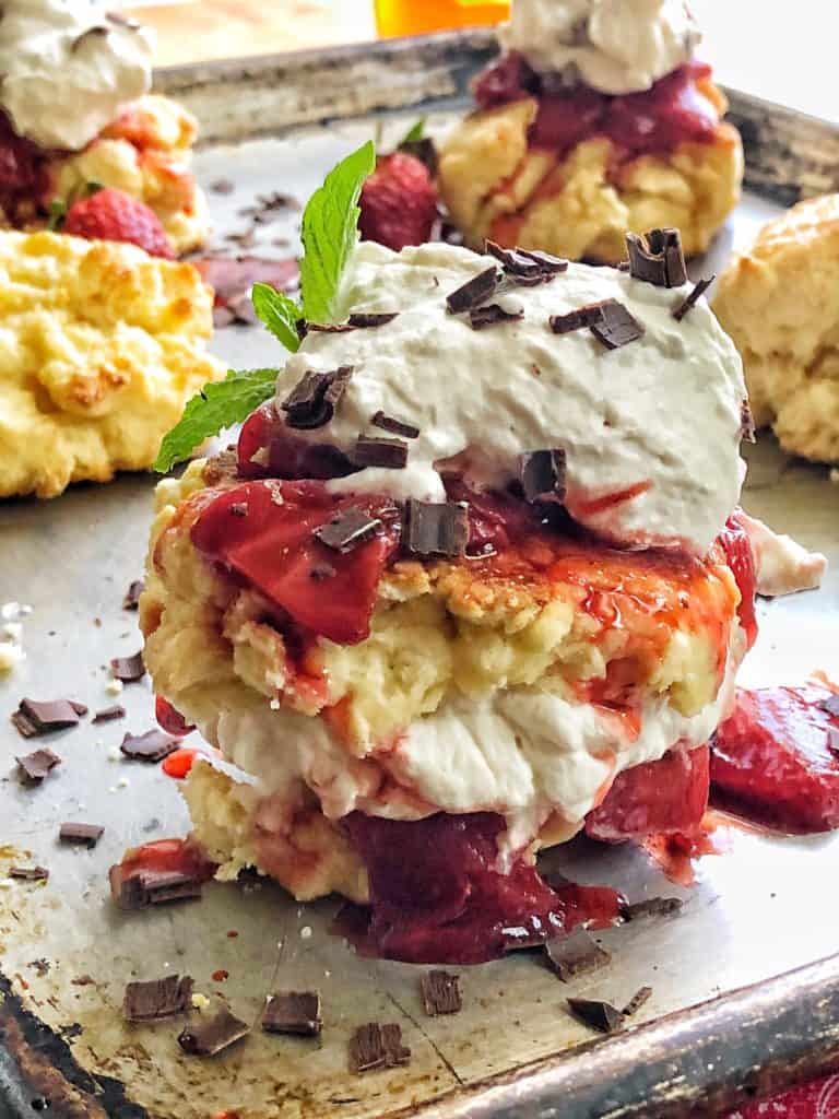 Strawberry shortcake with hennessy whipped cream