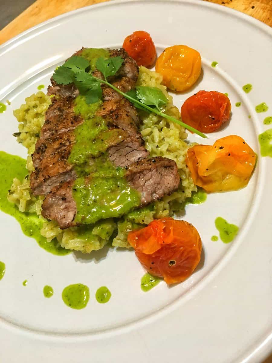 Grilled Coriander Steak with Salsa Verde - Kenneth Temple