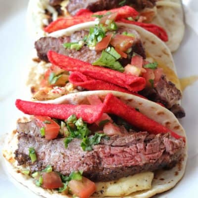 Steak, Egg and cheese tacos