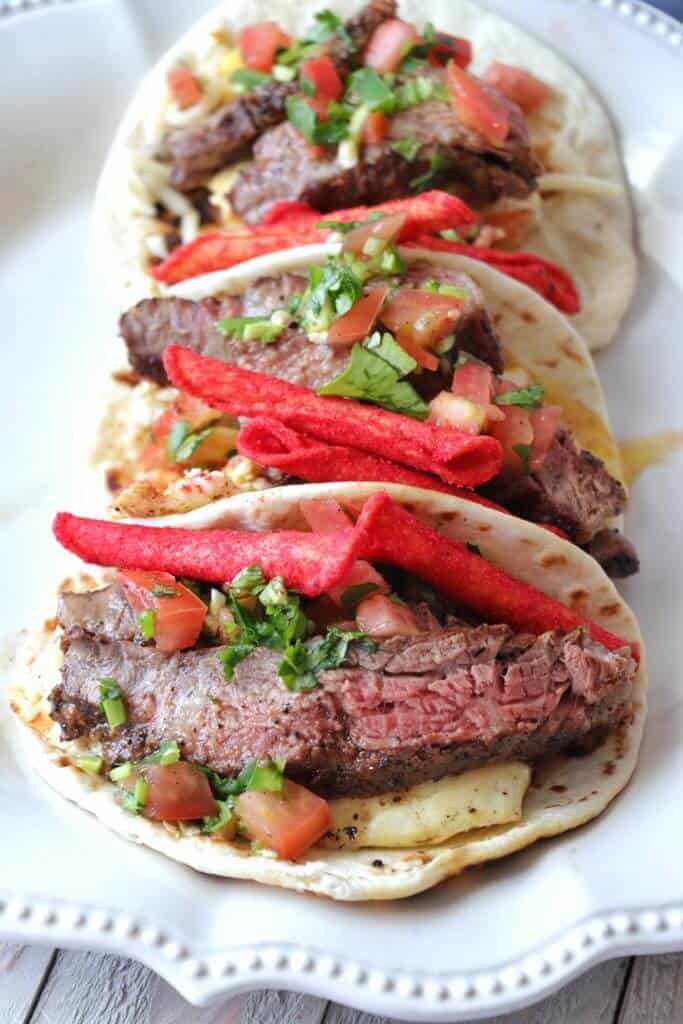 Steak, Egg and cheese tacos
