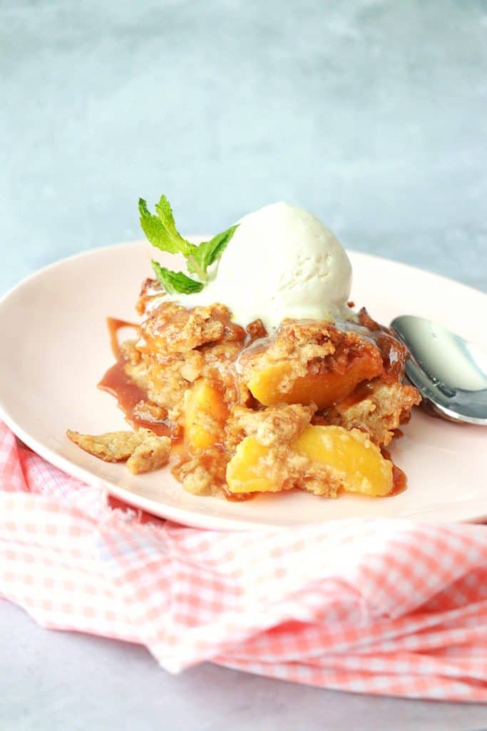 Peach Bread Pudding with Caramel Sauce