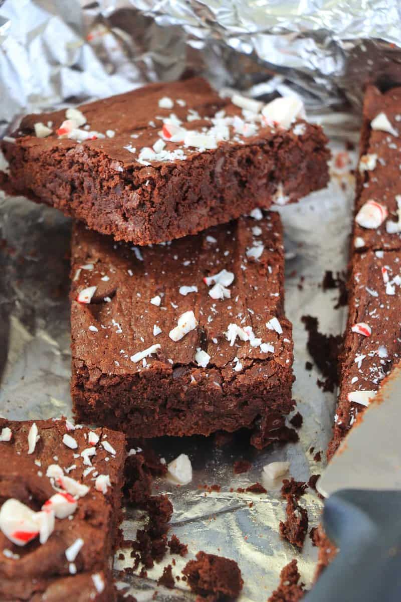 2 Peppermint Brownies Stacked on each other