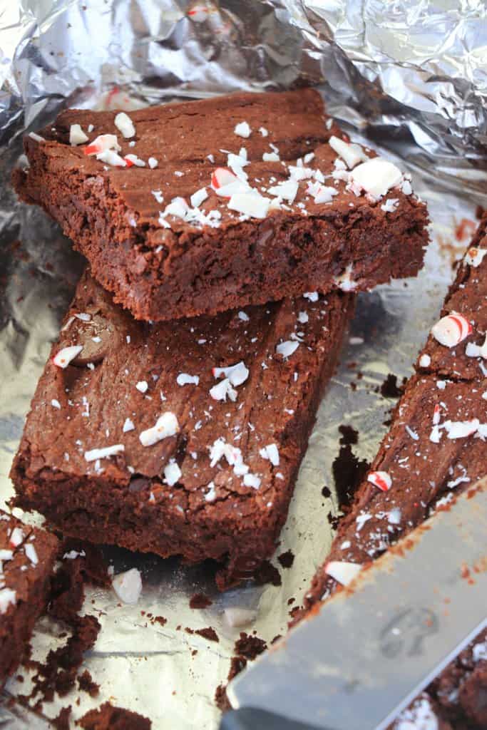 2 Peppermint Brownies Stacked on each other