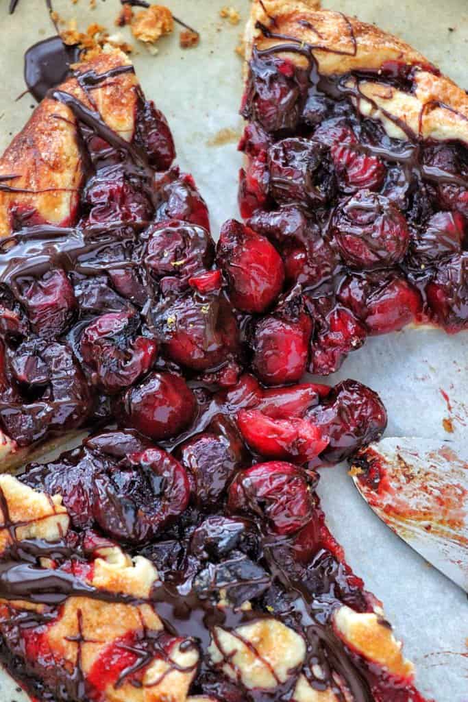 Cherry Galette with Chocolate Port Sauce