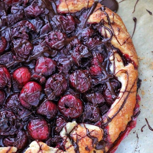 Cherry Galette with Chocolate Port Sauce