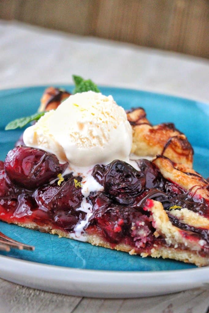 Cherry Galette with Chocolate Port Sauce