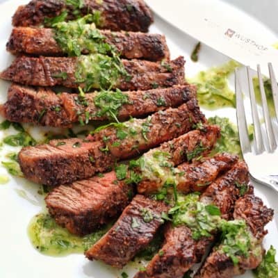 Grilled Coriander Steak with Salsa Verde1