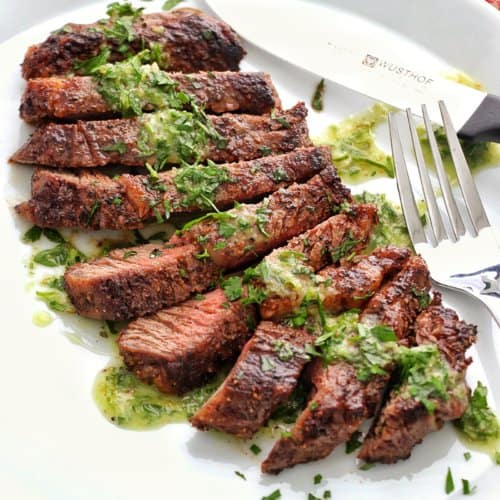 Grilled Coriander Steak with Salsa Verde4