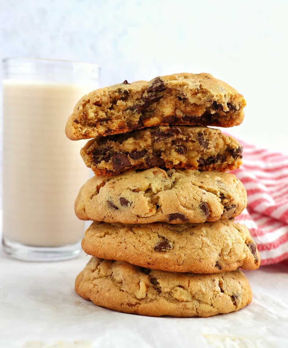 Stack of Chocolate Chip Walnut Cookies