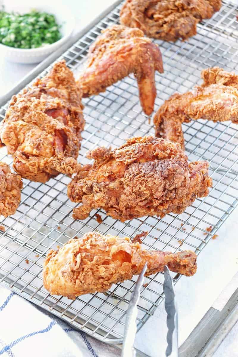 Southern Fried Chicken on a cooling rack