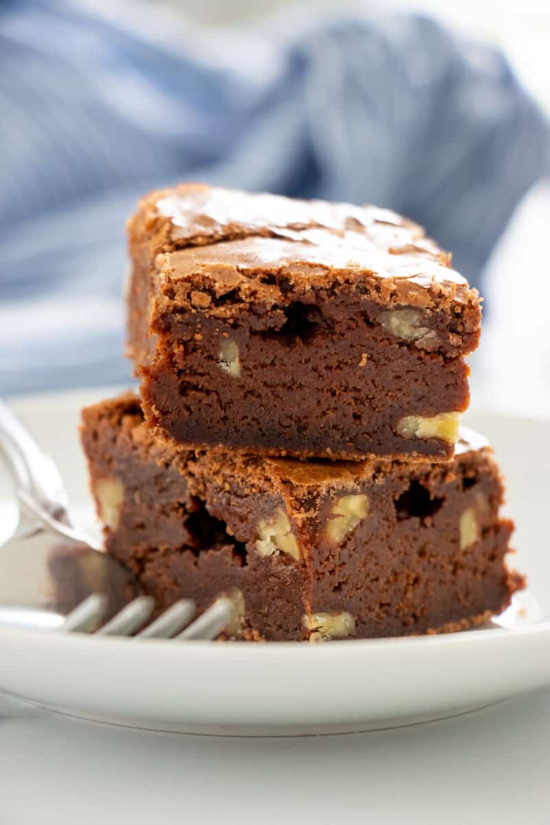 Two chewy fudge brownies