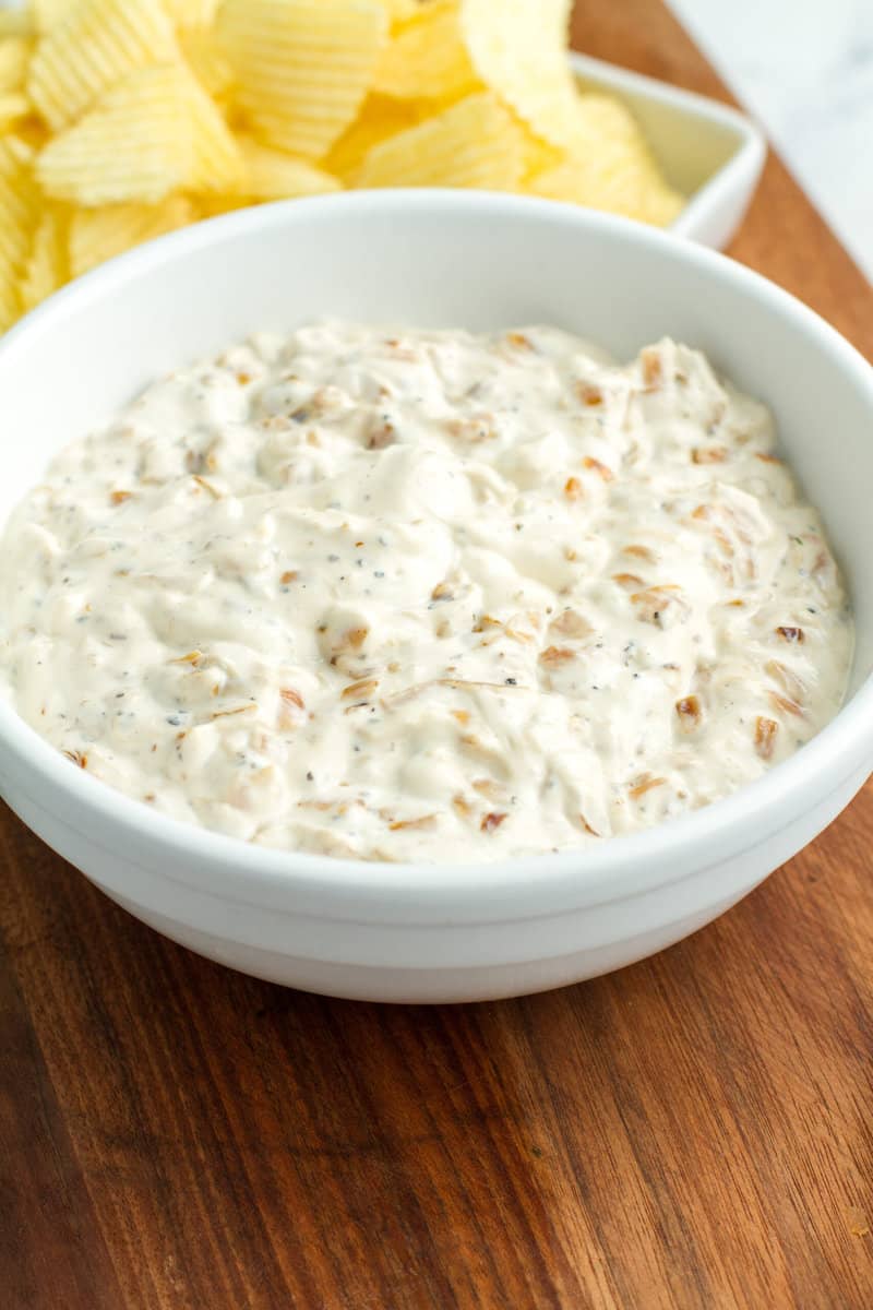 Caramelized French Onion Dip in a bowl