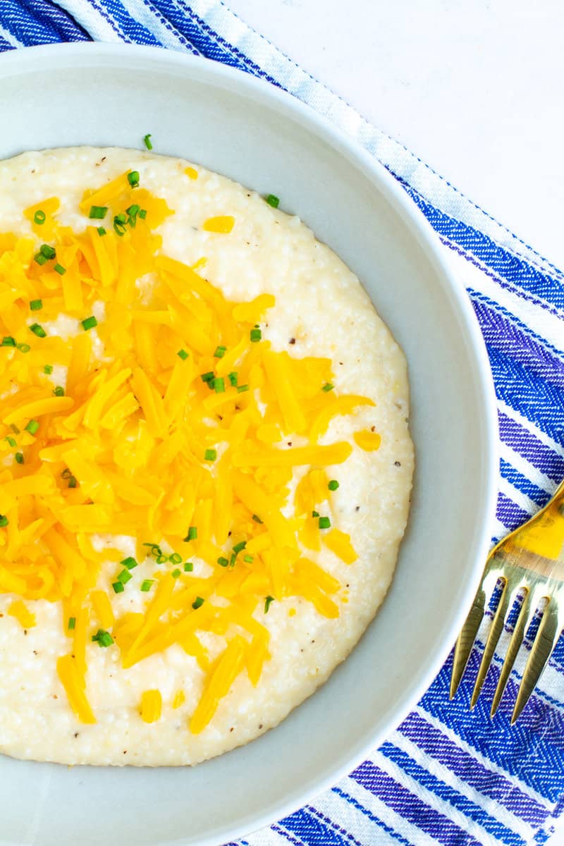 Overhead shot of cheese grits