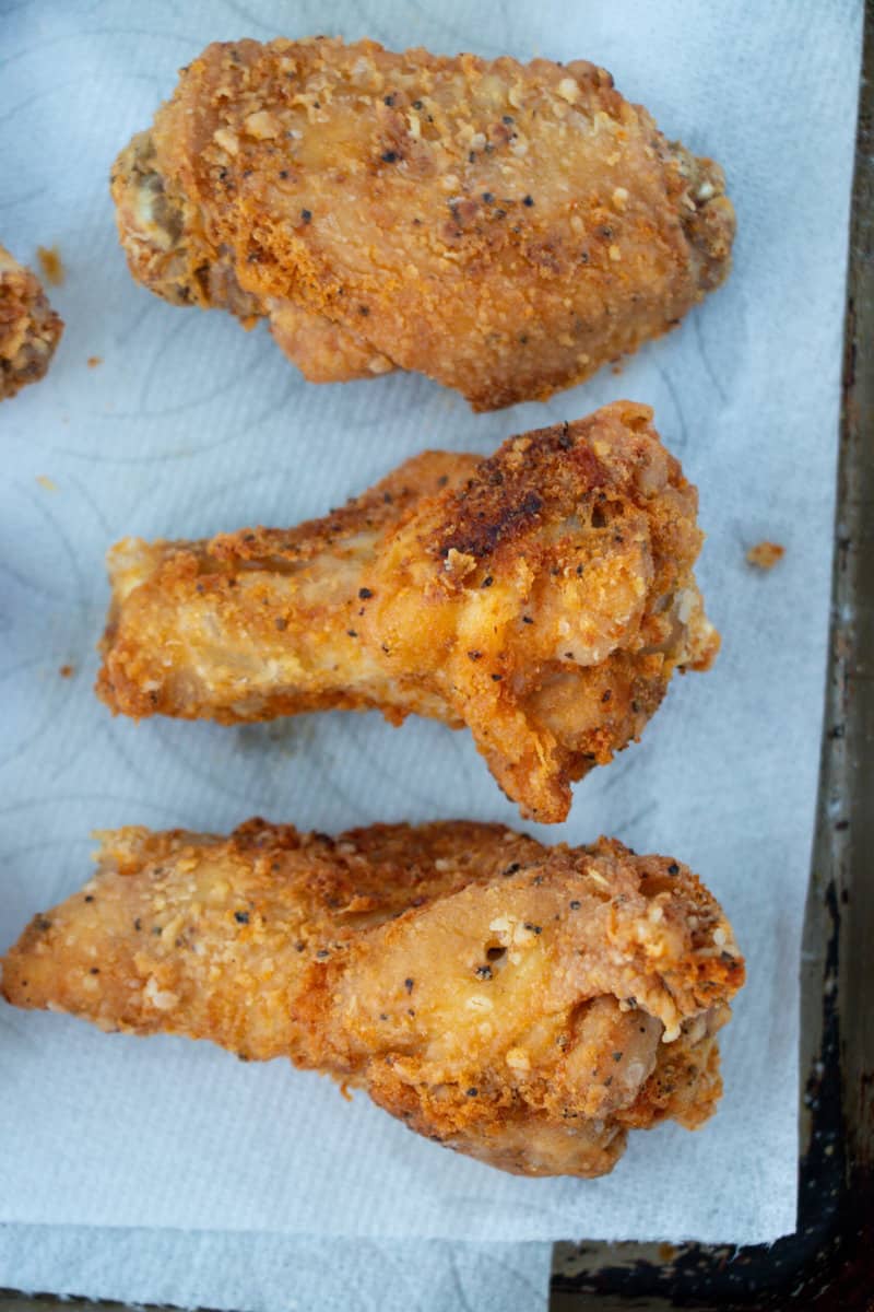 Crispy Southern Chicken Wings on baking sheet