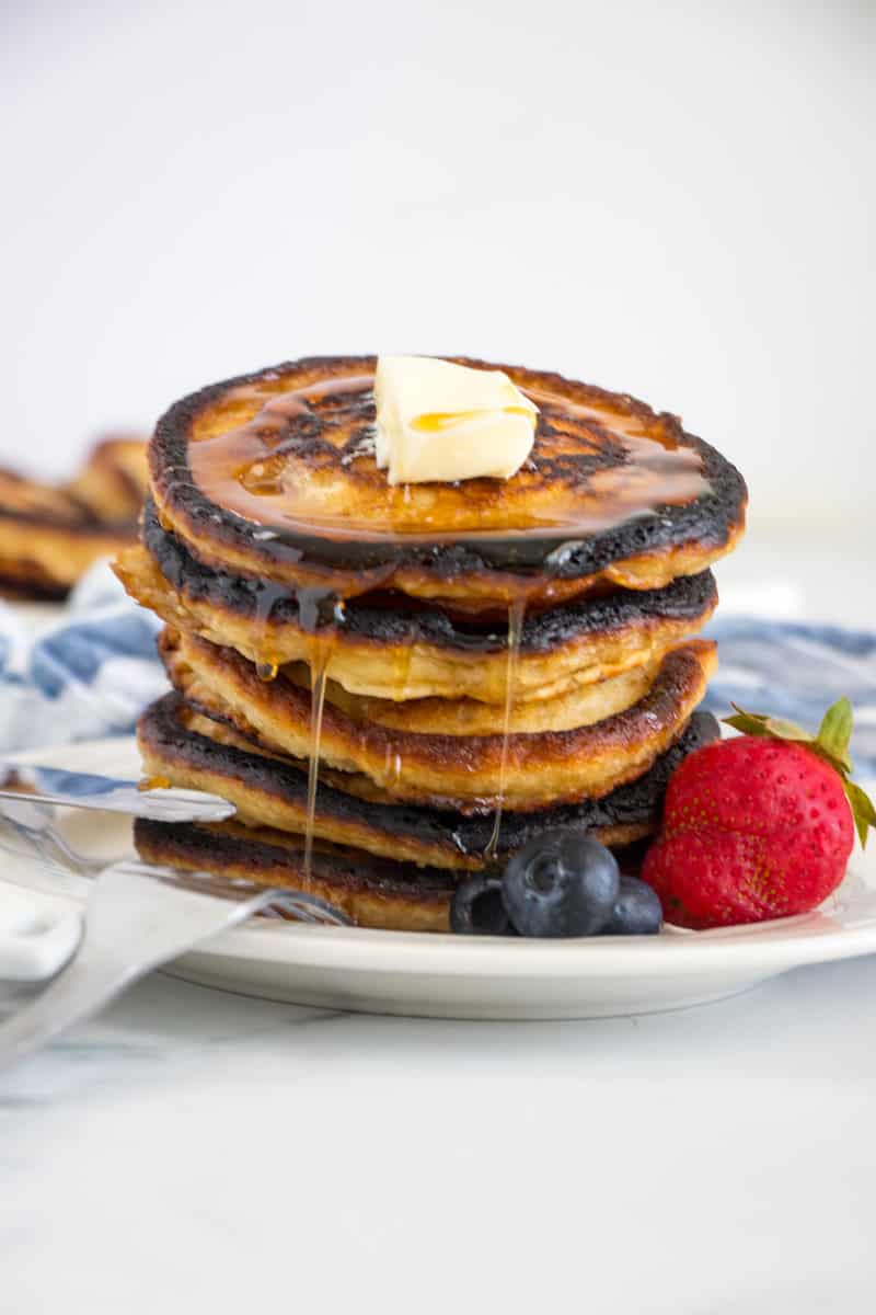 Crispy Thin Buttermilk Pancakes with syrup