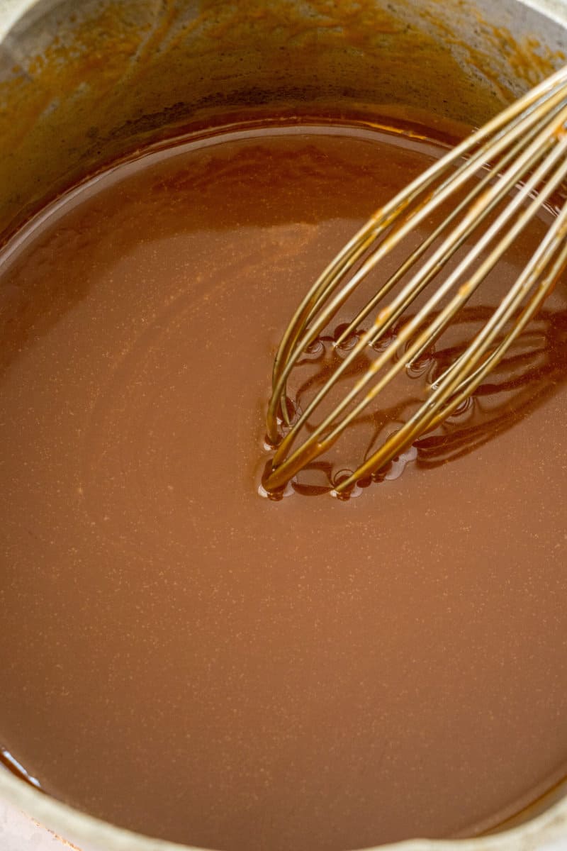 caramel sauce in pot