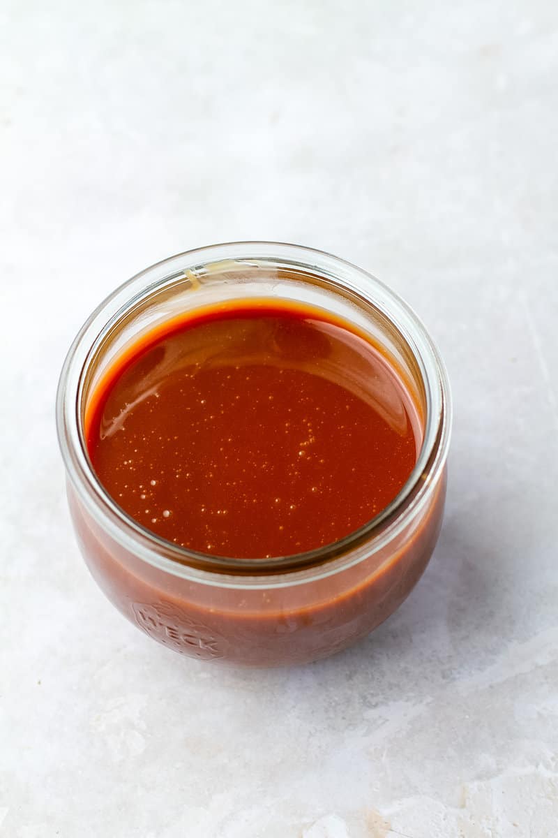 caramel sauce in glass jar