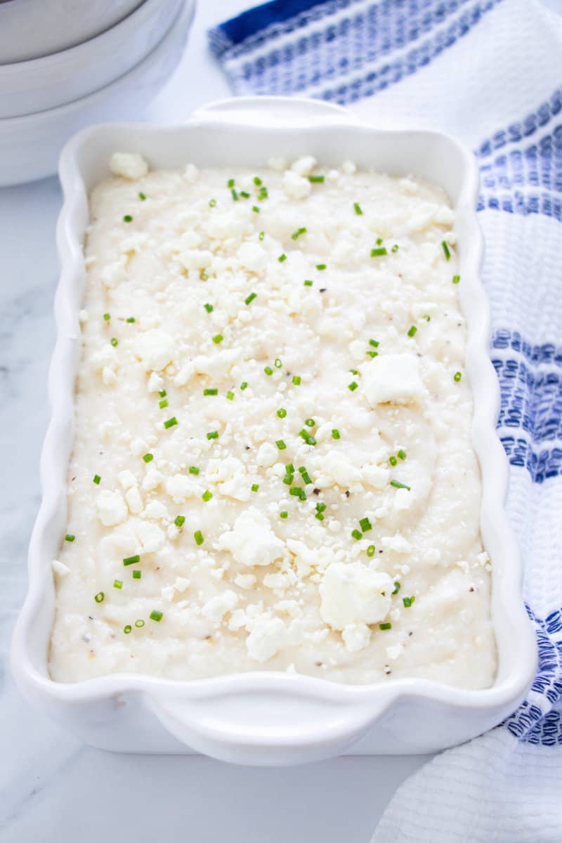 goat cheese grits in serving dish