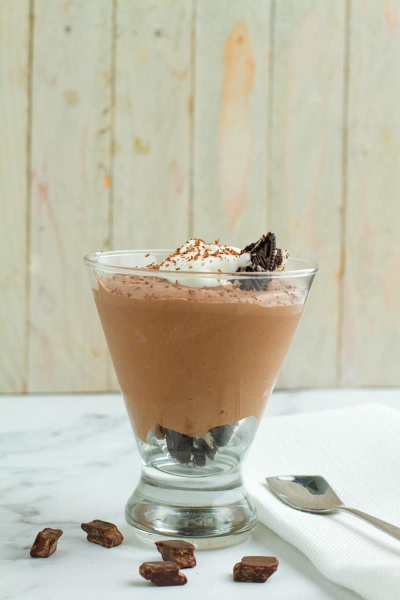 Homemade Chocolate Cornstarch Pudding in glass