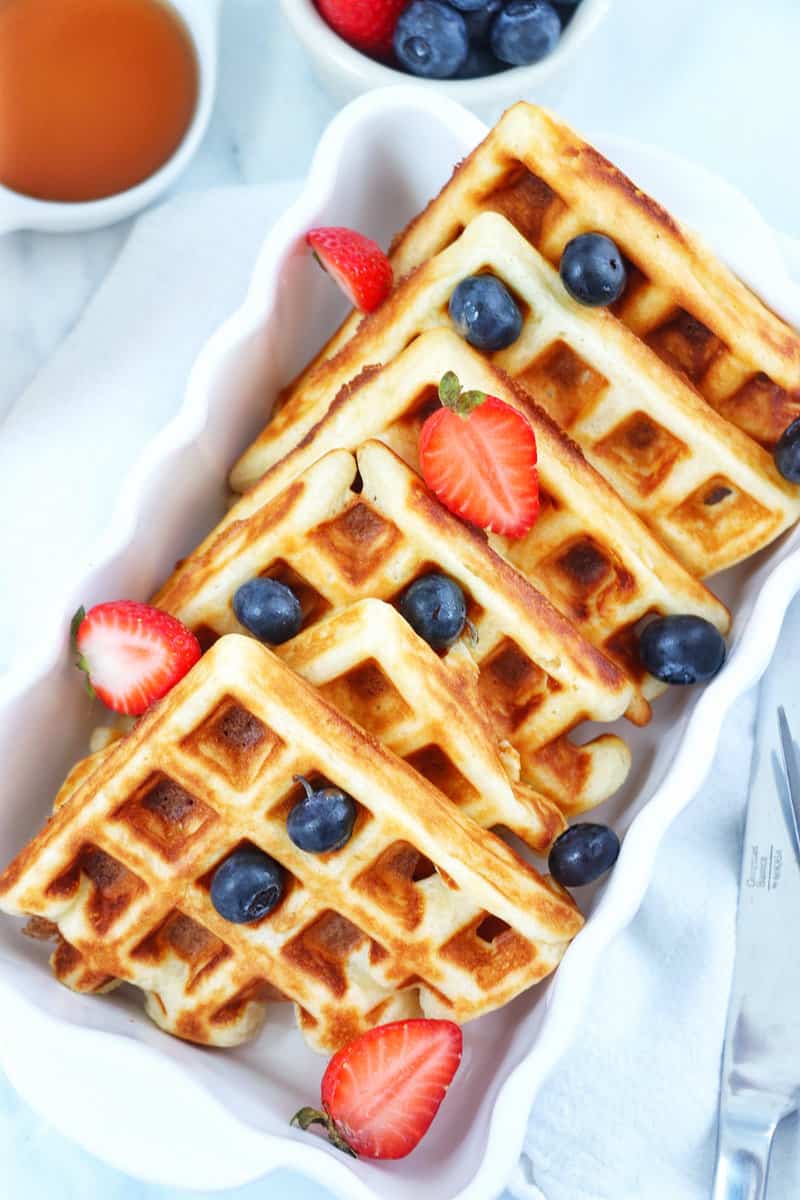Homemade Buttermilk Waffles with blueberries