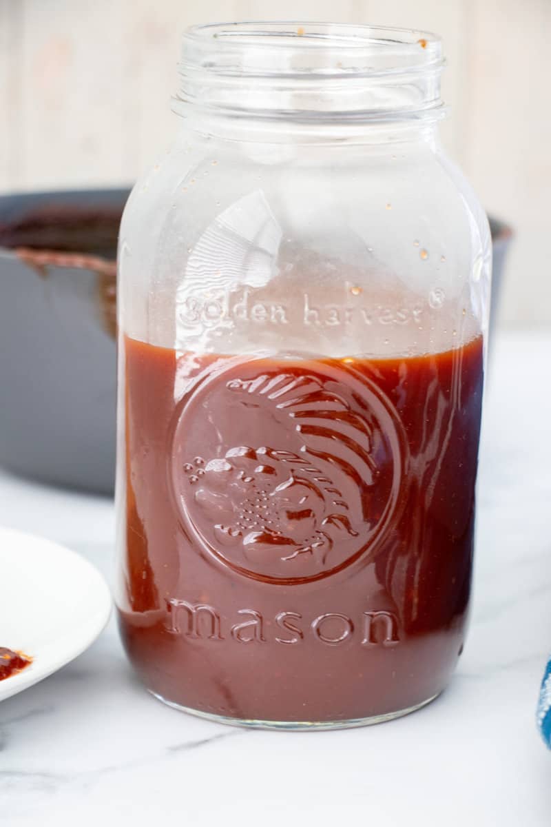bbq sauce in mason jar