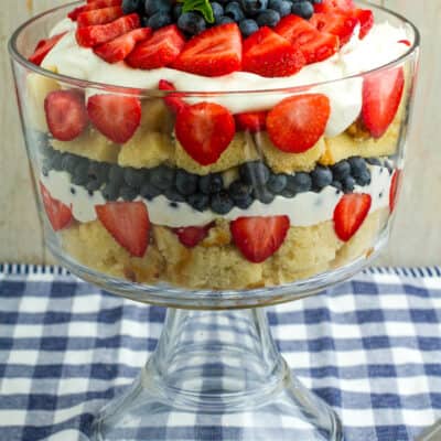 Pound Cake Trifle in glass dish