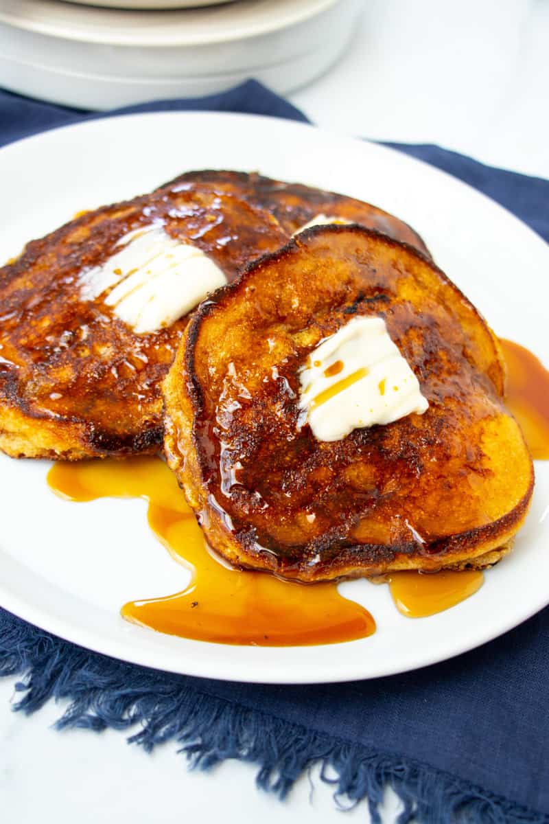 two hoecakes with syrup