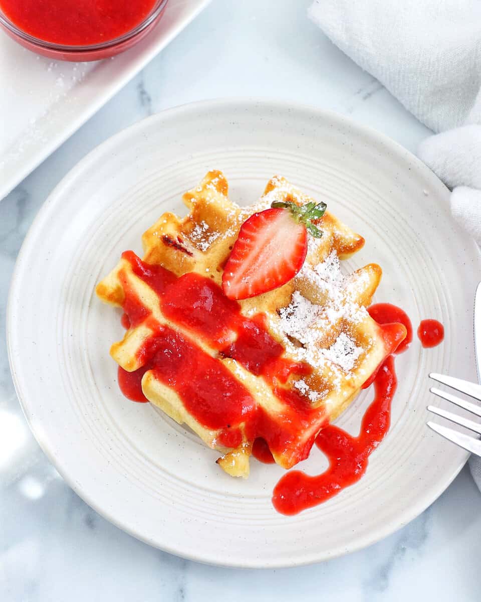 Strawberry Waffles with strawberry sauce