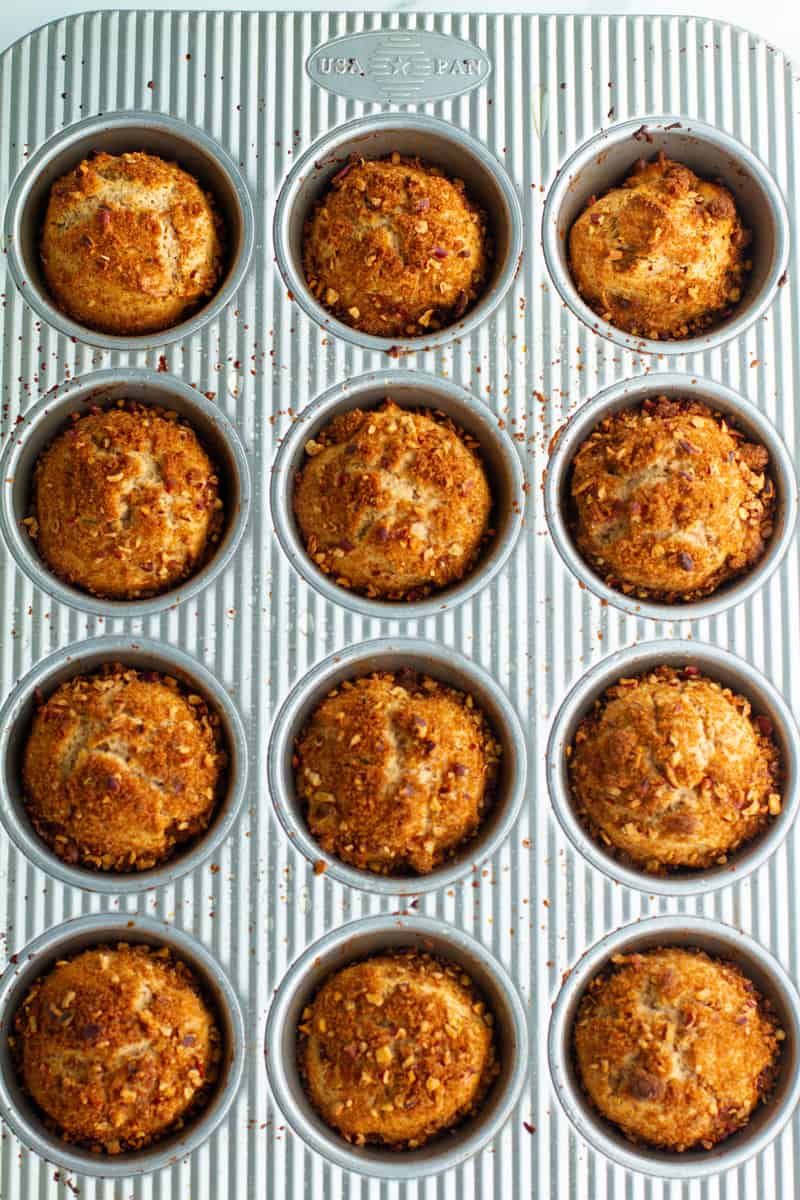 A Dozen of Apple Cinnamon Muffins in muffin pan