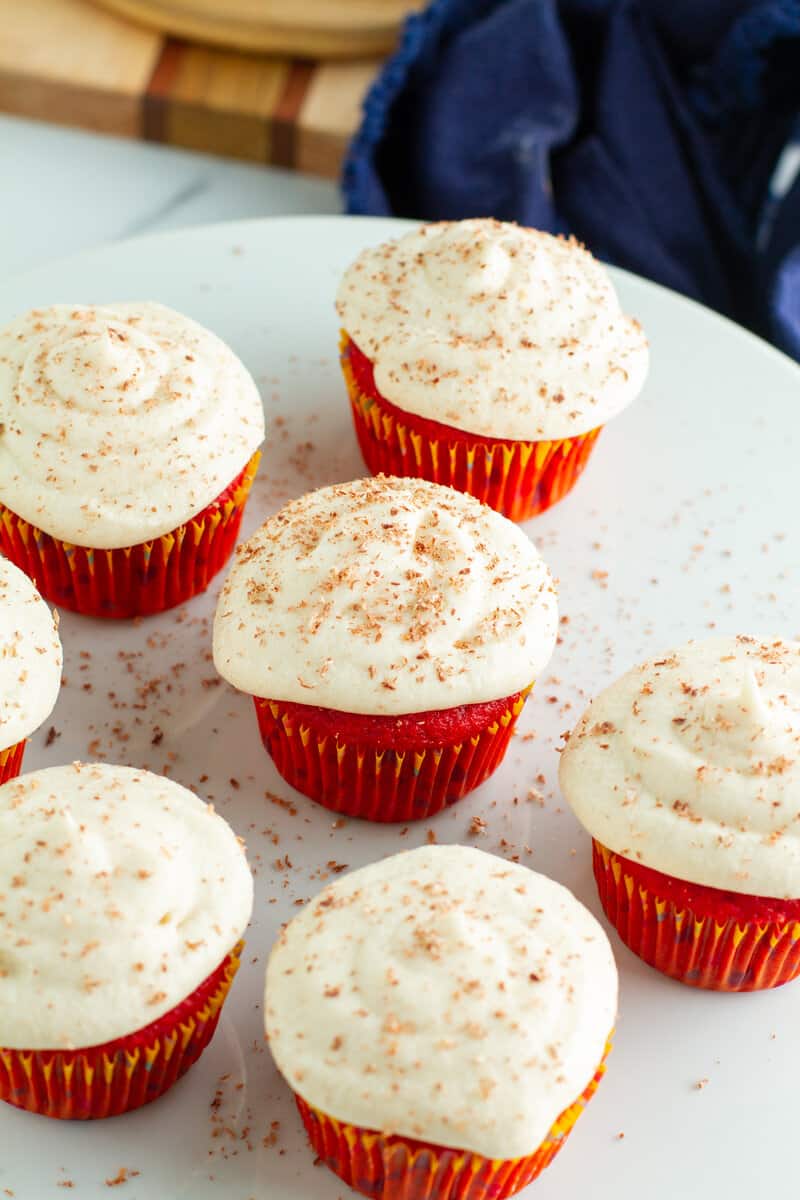 Red Velvet Cupcakes on a platter
