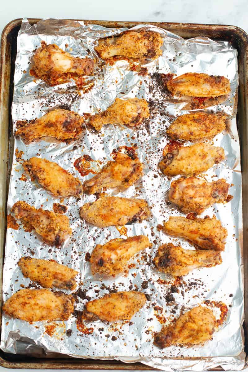 Baked Chicken Wings on a baking sheet