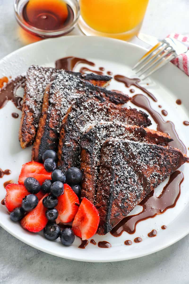 Chocolate French Toast on a plate
