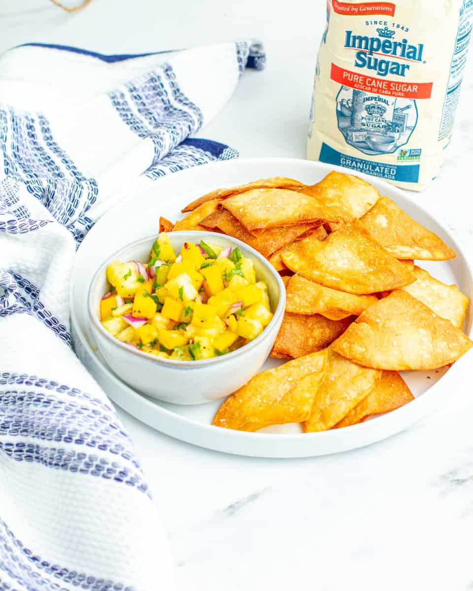 Pineapple Mango Salsa in a small bowl