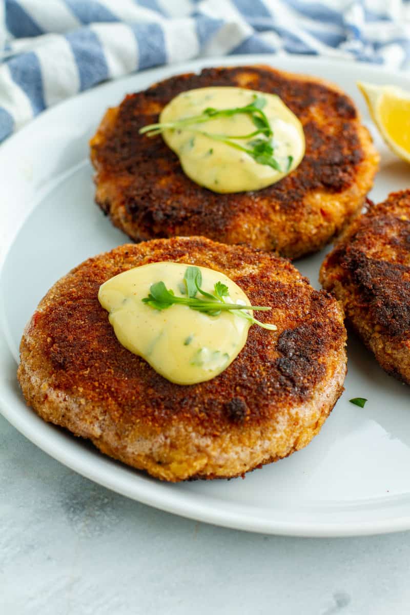 Old Fashion Salmon Patties on a plate 