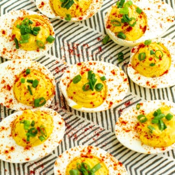 Southern Deviled Eggs on a plate.