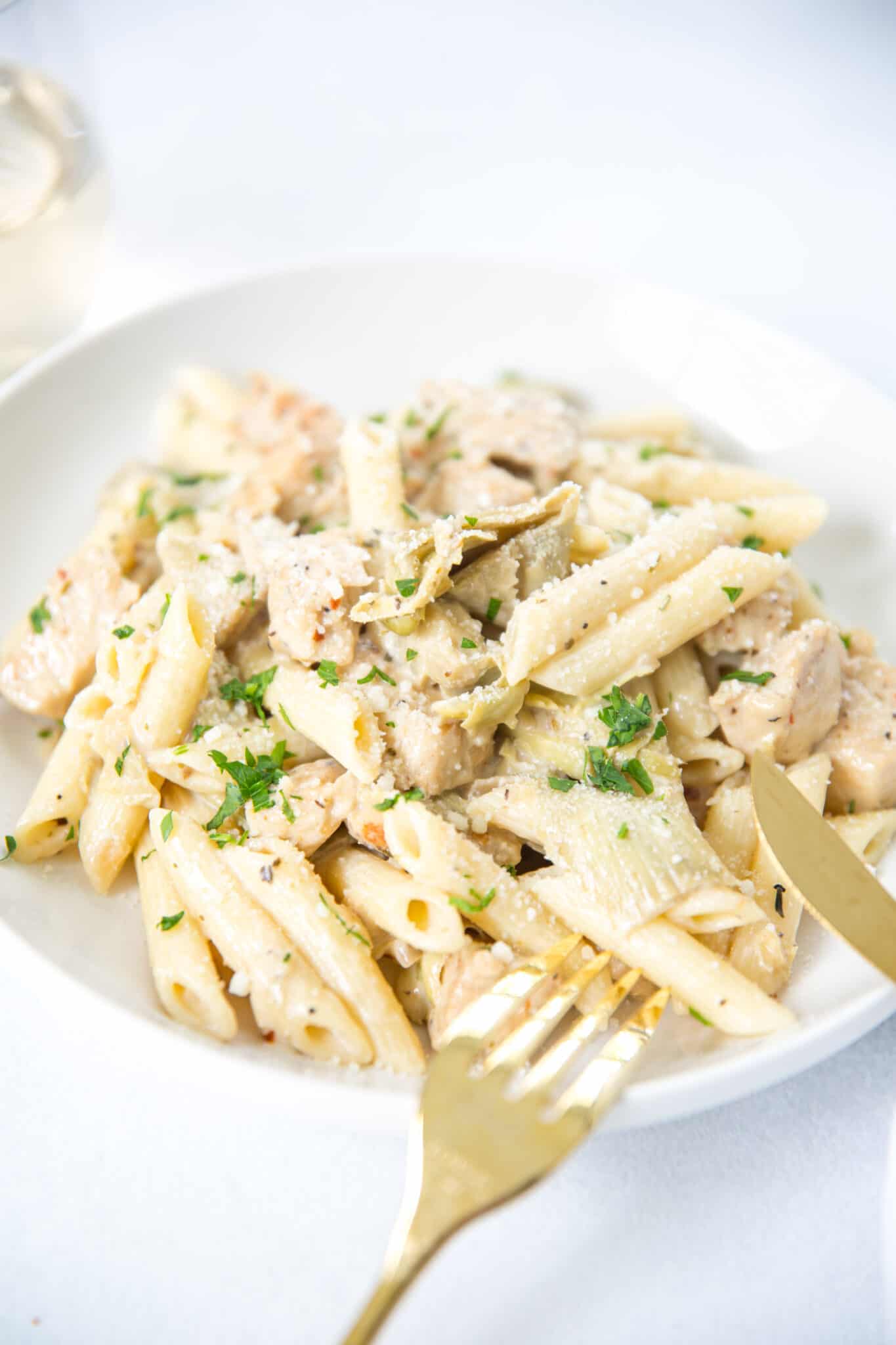 Creamy Chicken Artichoke Pasta Temple