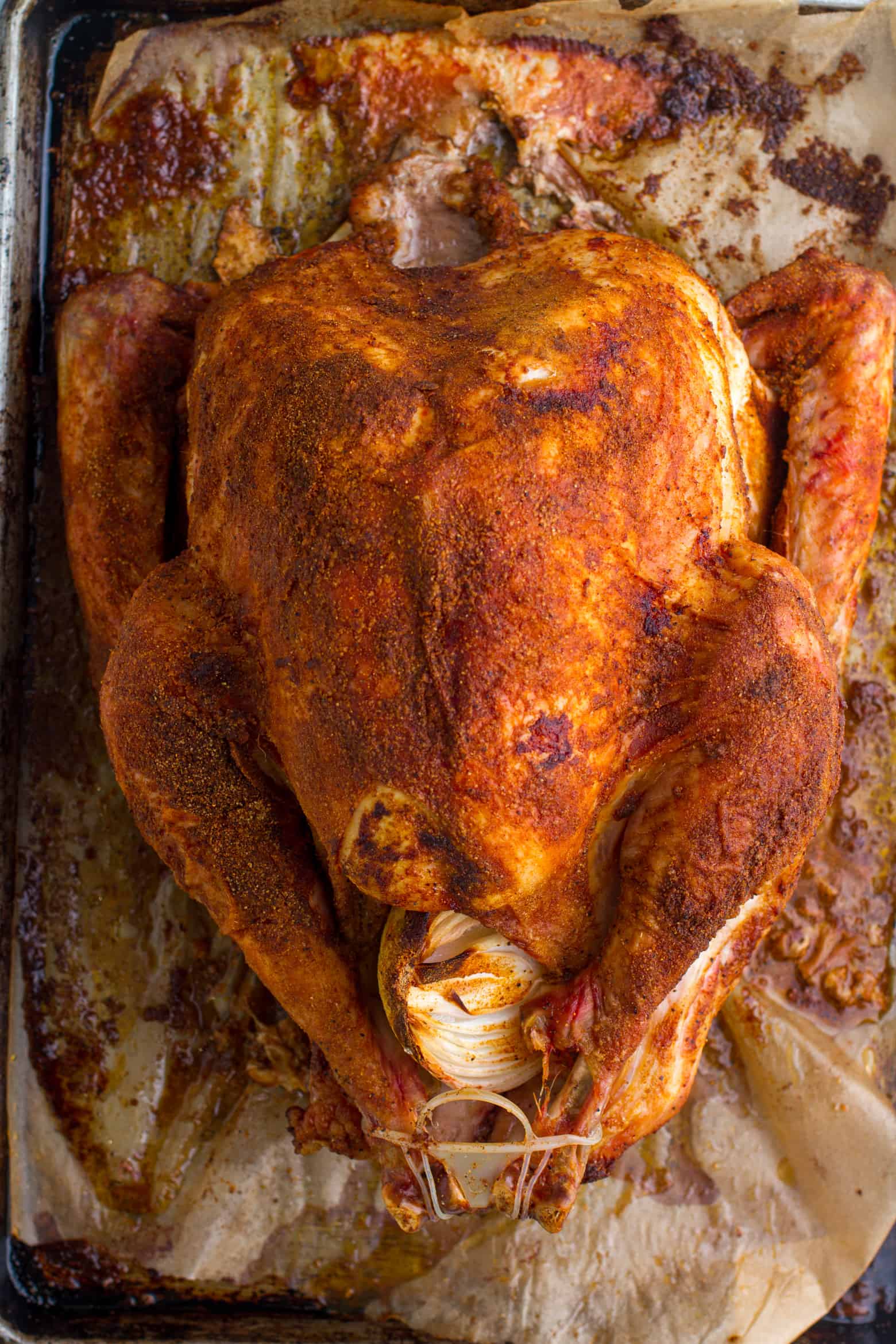 Roasted Turkey on a baking sheet.