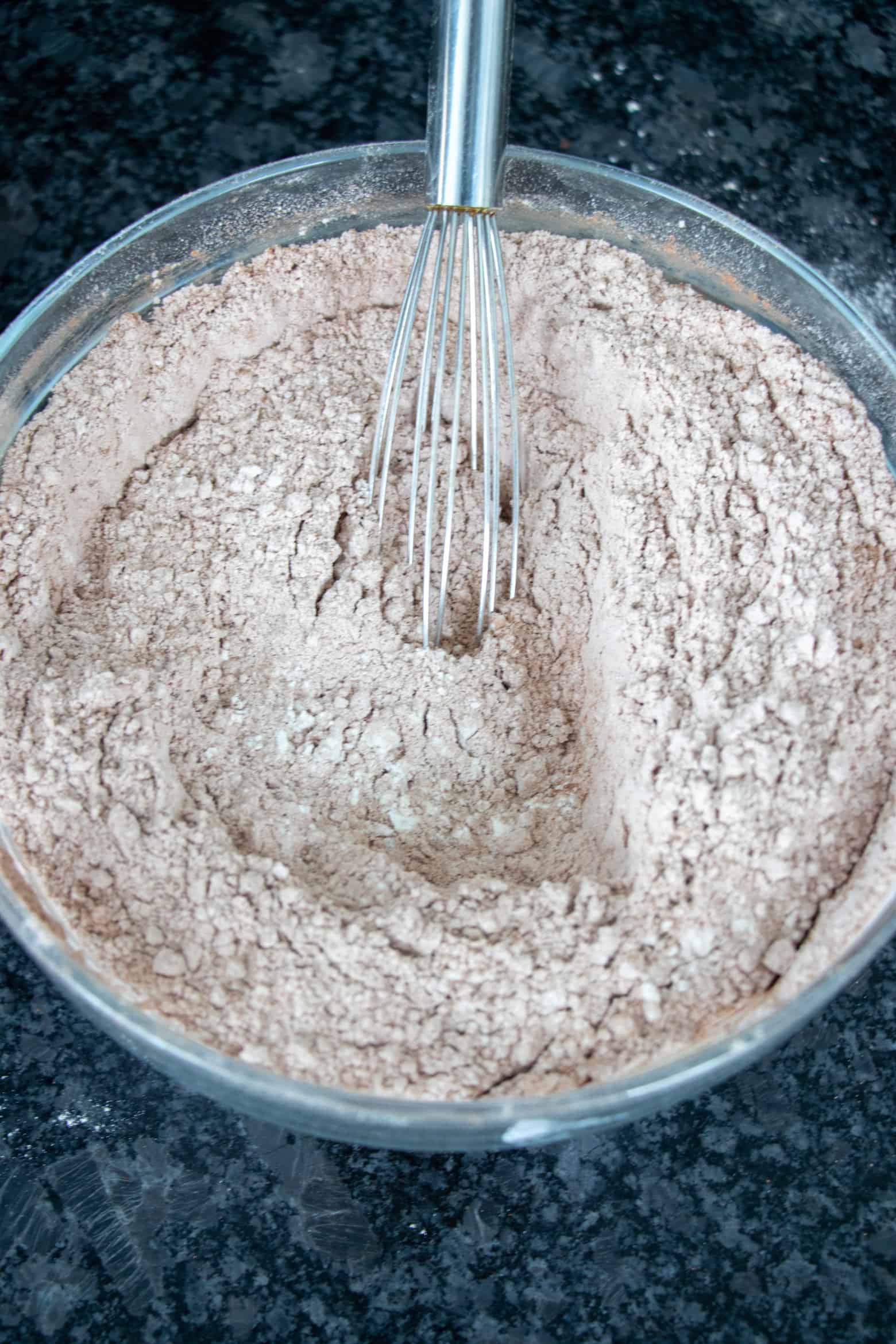 flour and cocoa powder mix.
