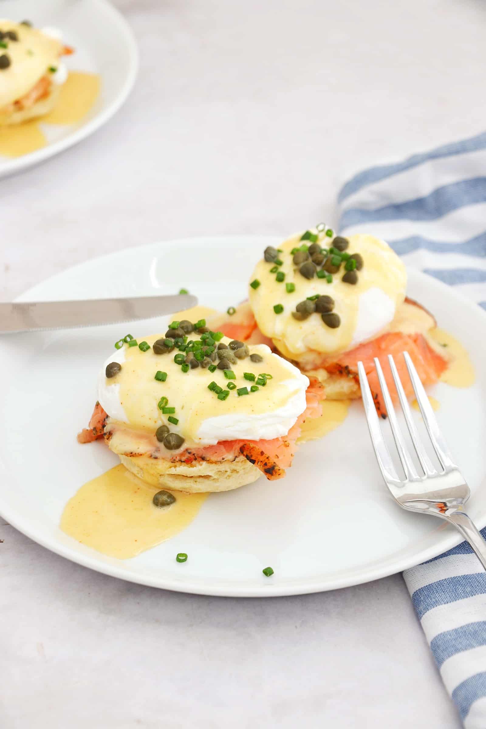 lox benedict on a plate.