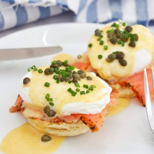 lox benedict on a plate.
