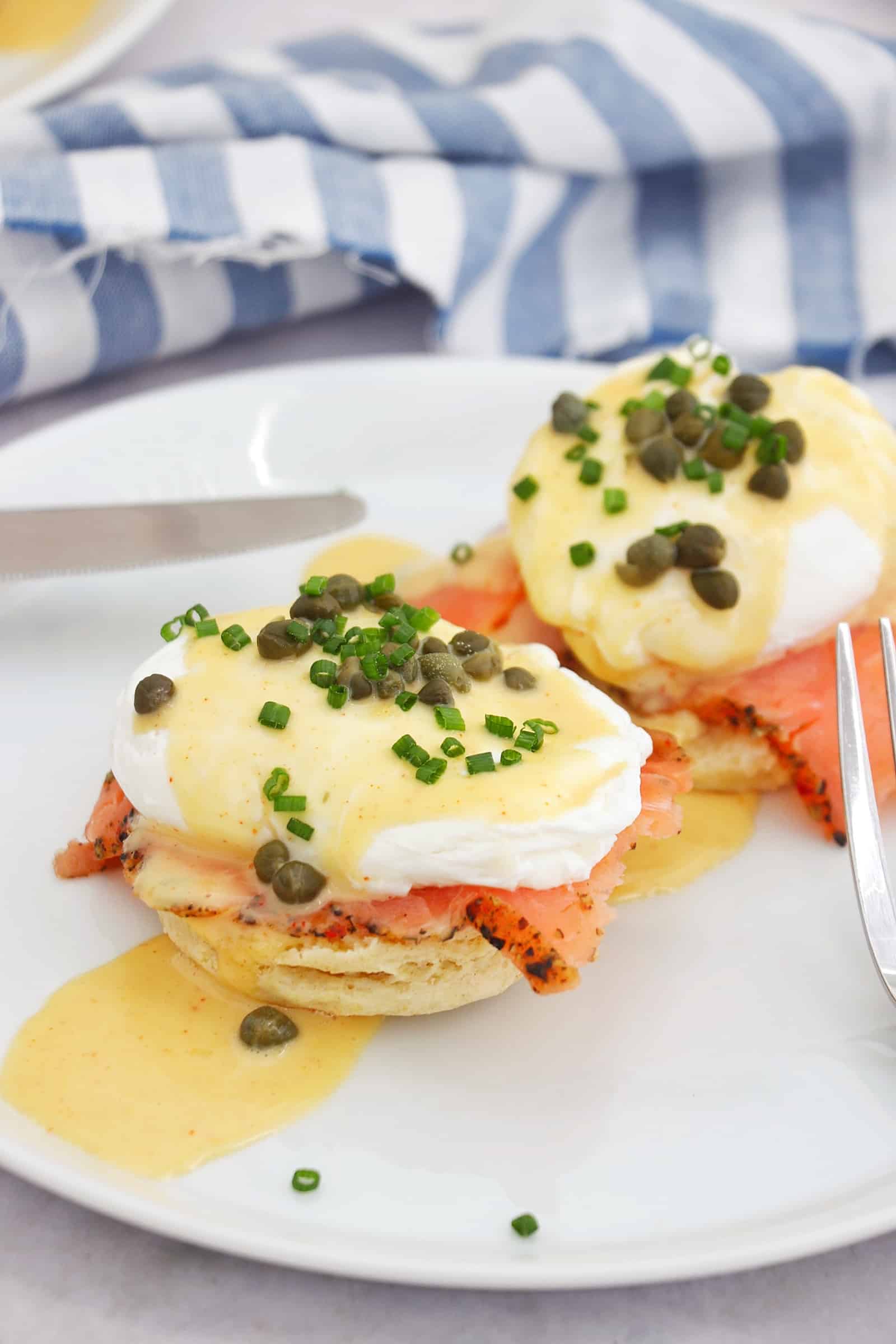 lox benedict on a plate.