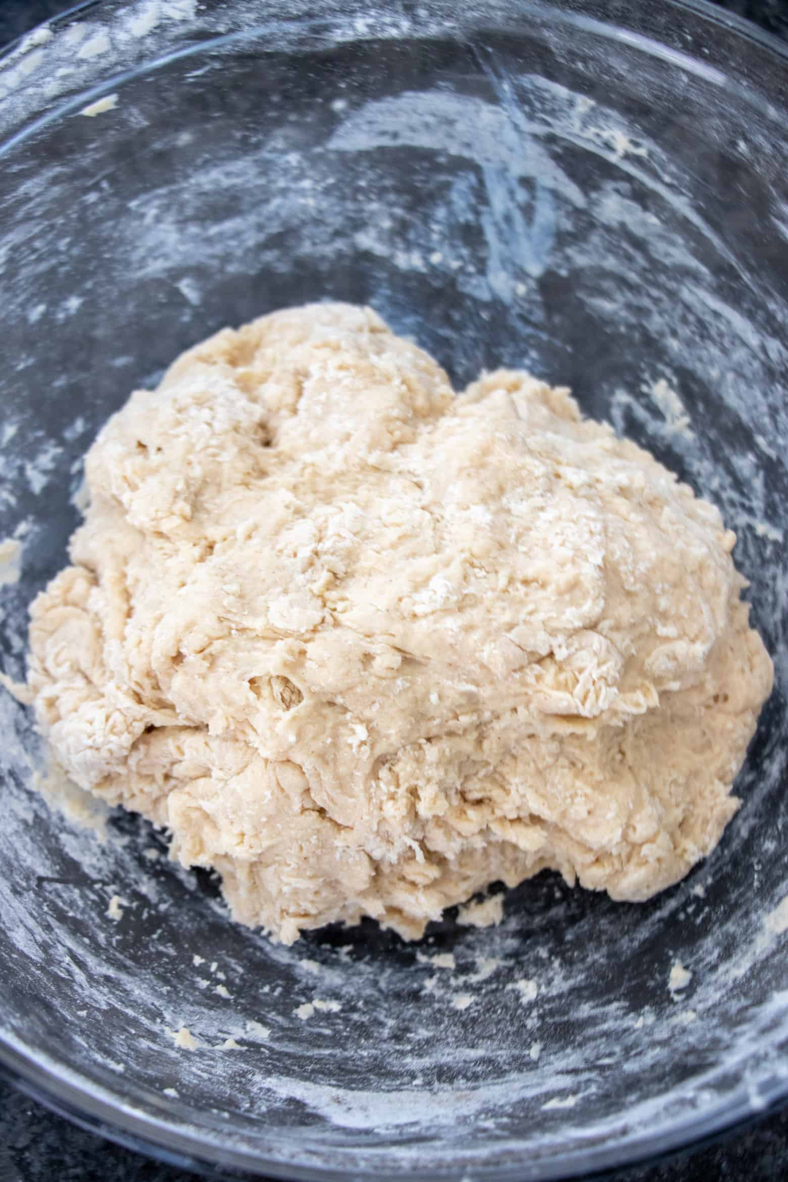 Beignets dough in a bowl.