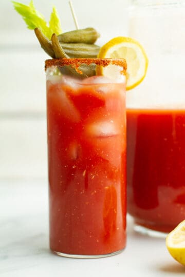 New Orleans Bloody Mary in a glass.