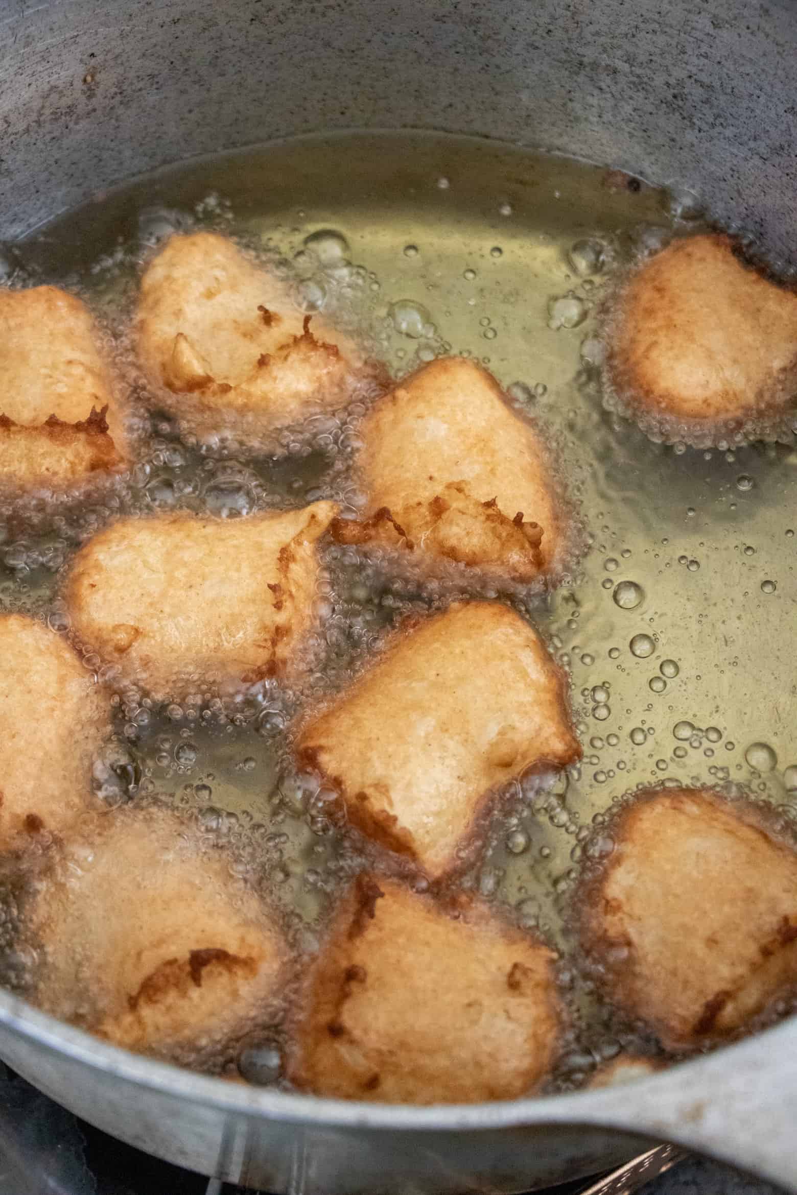New Orleans Calas frying in oil.