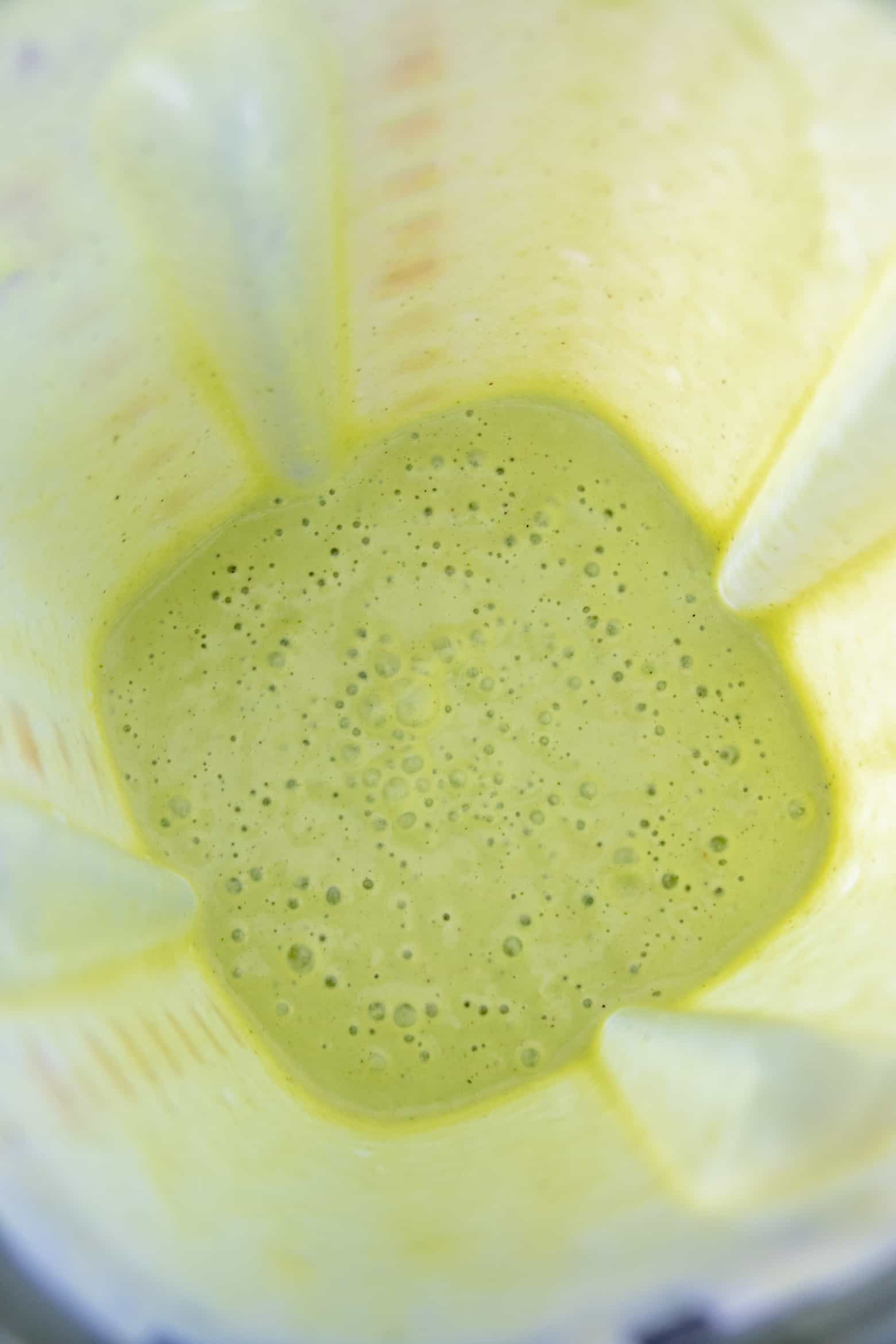 Poblano cream sauce in a food blender.