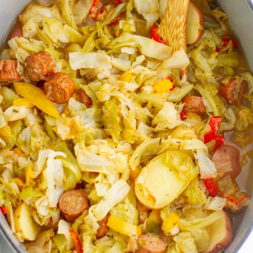 Southern Smothered Cabbage in a pot
